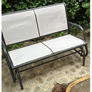 Metal Garden Bench Small 2 Seater Patio Glider Furniture Swing Rocking Love Seat - Image 8