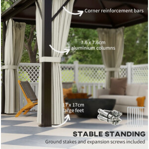 Metal Garden Gazebo Outdoor Patio Canopy Heavy Duty Structure Sun Shade Shelter - Image 4