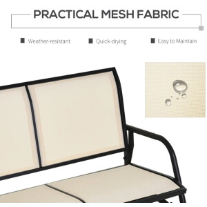 Metal Garden Bench Small 2 Seater Patio Glider Furniture Swing Rocking Love Seat - Image 5
