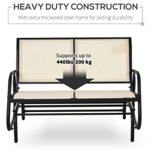 Metal Garden Bench Small 2 Seater Patio Glider Furniture Swing Rocking Love Seat - Image 6