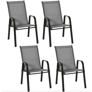 Metal Garden Chairs Outdoor Patio Dining Furniture 4 Stackable Armchair Seating - Image 8