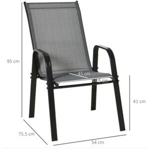 Metal Garden Chairs Outdoor Patio Dining Furniture 4 Stackable Armchair Seating - Image 6