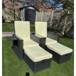 Rattan Bistro Set Sun Lounger Patio Furniture 2 Seater Chair Table Stool Day Bed