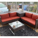Garden Patio Set Conservatory Corner Sofa Storage Table Rattan Wicker Furniture