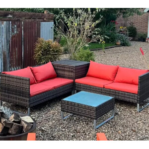 Garden Patio Set Conservatory Corner Sofa Storage Table Rattan Wicker Furniture - Image 4