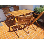 Garden Dining Table and Chairs Rustic Wooden Patio Furniture 4 Seater Folding Set