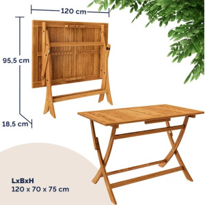 Garden Dining Table and Chairs Rustic Wooden Patio Furniture 4 Seater Folding Set - Image 6