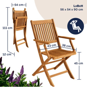 Garden Dining Table and Chairs Rustic Wooden Patio Furniture 4 Seater Folding Set - Image 7