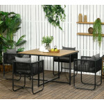Rattan Dining Set 4 Seater Garden Cube Patio Furniture Outdoor Wood Table Chairs