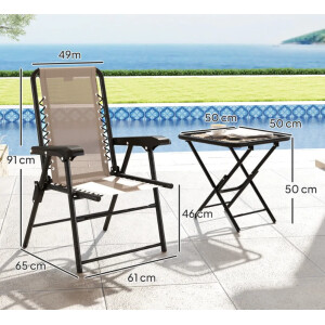 Garden Bistro Set Outdoor Patio Furniture Folding 2 Seater Chairs Camping Table - Image 5
