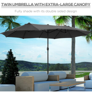 Extra Large Parasol Outdoor Garden Umbrella Sun Patio Canopy Double Lawn Shade - Image 6