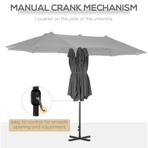 Extra Large Parasol Outdoor Garden Umbrella Sun Patio Canopy Double Lawn Shade - Image 5