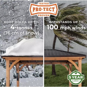 Large Wooden Gazebo Outdoor Garden Structure Metal Roof Patio Pergola Shelter - Image 5