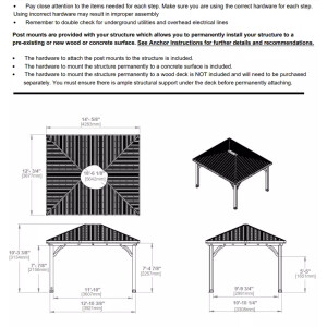 Large Wooden Gazebo Outdoor Garden Structure Metal Roof Patio Pergola Shelter - Image 8
