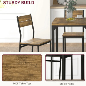 Small Table and 2 Chairs Rustic Kitchen Space Dining Breakfast Furniture Set - Image 4