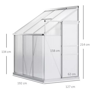 Walk In Greenhouse Lean To Wall Metal Plant Grow Shelter Kit Garden Yard Patio - Image 3