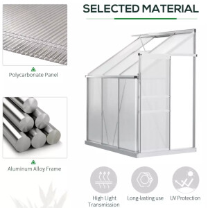 Walk In Greenhouse Lean To Wall Metal Plant Grow Shelter Kit Garden Yard Patio - Image 4