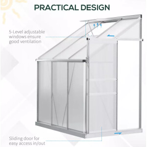 Walk In Greenhouse Lean To Wall Metal Plant Grow Shelter Kit Garden Yard Patio - Image 5