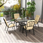 4 Seater Garden Furniture Set Cushion Chairs Dining Table Outdoor Metal Patio