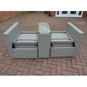 Rattan Sun Lounger Set Garden Patio Furniture Wicker Table 2 Seat Day Bed Chairs - Image 6