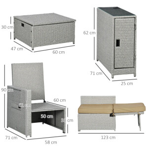 Rattan Sun Lounger Set Garden Patio Furniture Wicker Table 2 Seat Day Bed Chairs - Image 10