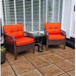 Rattan Bistro Set 2 Seater Chairs Table Outdoor Patio Garden Lounge Furniture