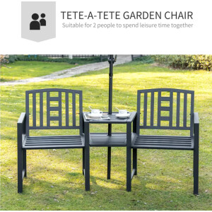 Metal Garden Loveseat Outdoor Patio Furniture 2 Seater Companion Table Bench - Image 4