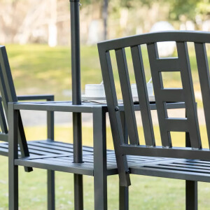 Metal Garden Loveseat Outdoor Patio Furniture 2 Seater Companion Table Bench - Image 7