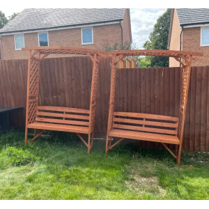 Wooden Garden Arbour Bench Seat Trellis Loveseat Plant Pergola Climbing Plants - Image 4