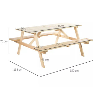 Wooden Picnic Table Outdoor Garden Furniture 4 Seater Beer Pub Bench Patio Set - Image 3