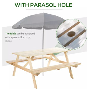 Wooden Picnic Table Outdoor Garden Furniture 4 Seater Beer Pub Bench Patio Set - Image 4