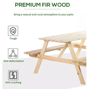 Wooden Picnic Table Outdoor Garden Furniture 4 Seater Beer Pub Bench Patio Set - Image 5