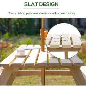 Wooden Picnic Table Outdoor Garden Furniture 4 Seater Beer Pub Bench Patio Set - Image 7