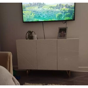 Large Storage Sideboard Modern White High Gloss Cabinet Doors Cupboard Room Unit - Image 3