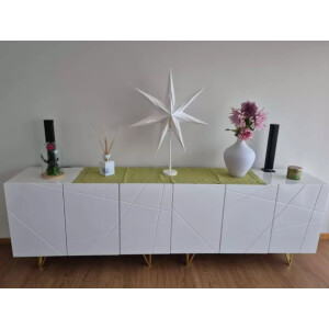 Large Storage Sideboard Modern White High Gloss Cabinet Doors Cupboard Room Unit - Image 4