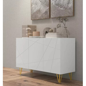 Large Storage Sideboard Modern White High Gloss Cabinet Doors Cupboard Room Unit - Image 5