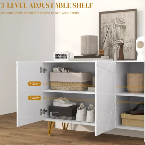 Large Storage Sideboard Modern White High Gloss Cabinet Doors Cupboard Room Unit - Image 6