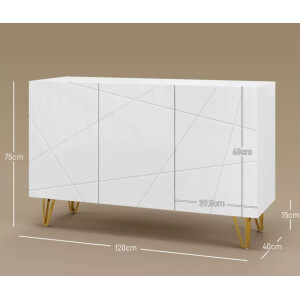 Large Storage Sideboard Modern White High Gloss Cabinet Doors Cupboard Room Unit - Image 7