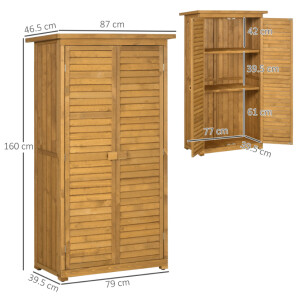 Wooden Garden Shed Tall Storage Utility Box Cabinet 2 Door Cupboard Tool Unit - Image 4