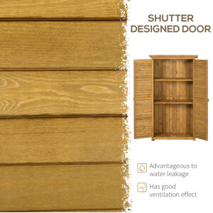 Wooden Garden Shed Tall Storage Utility Box Cabinet 2 Door Cupboard Tool Unit - Image 5