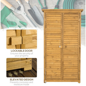 Wooden Garden Shed Tall Storage Utility Box Cabinet 2 Door Cupboard Tool Unit - Image 7