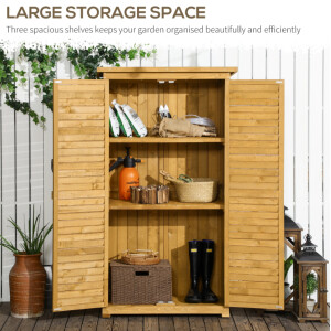 Wooden Garden Shed Tall Storage Utility Box Cabinet 2 Door Cupboard Tool Unit - Image 8