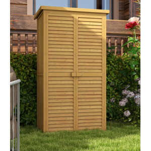 Wooden Garden Shed Tall Storage Utility Box Cabinet 2 Door Cupboard Tool Unit - Image 11