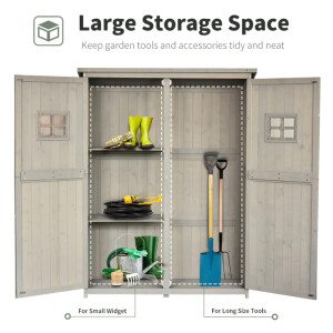 Large Garden Shed Wooden Storage Box 2 Door Cabinet Tool Shelving Unit Cupboard - Image 7