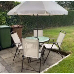 4 Seater Garden Furniture Set Small Bistro Metal Dining Table Chairs Umbrella