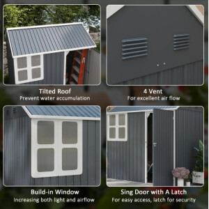 Metal Garden Shed Outdoor Storage Unit Utility Tool Bike Lock Door Walk In House - Image 6