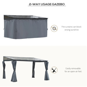 Outdoor Wall Pergola Large Gazebo Structure Aluminium Pavilion Sun Shade Shelter - Image 5