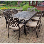 Cast Aluminium Garden Furniture Large Metal Dining Set Patio Table Cushion Chair
