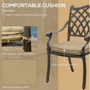 Cast Aluminium Garden Furniture Large Metal Dining Set Patio Table Cushion Chair - Image 6