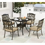 Cast Aluminium Table and Chairs Outdoor Garden Furniture 4 Seater Dining Set